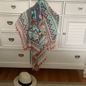 Bright Boho Tassel Tribal Print Scarf Wrap